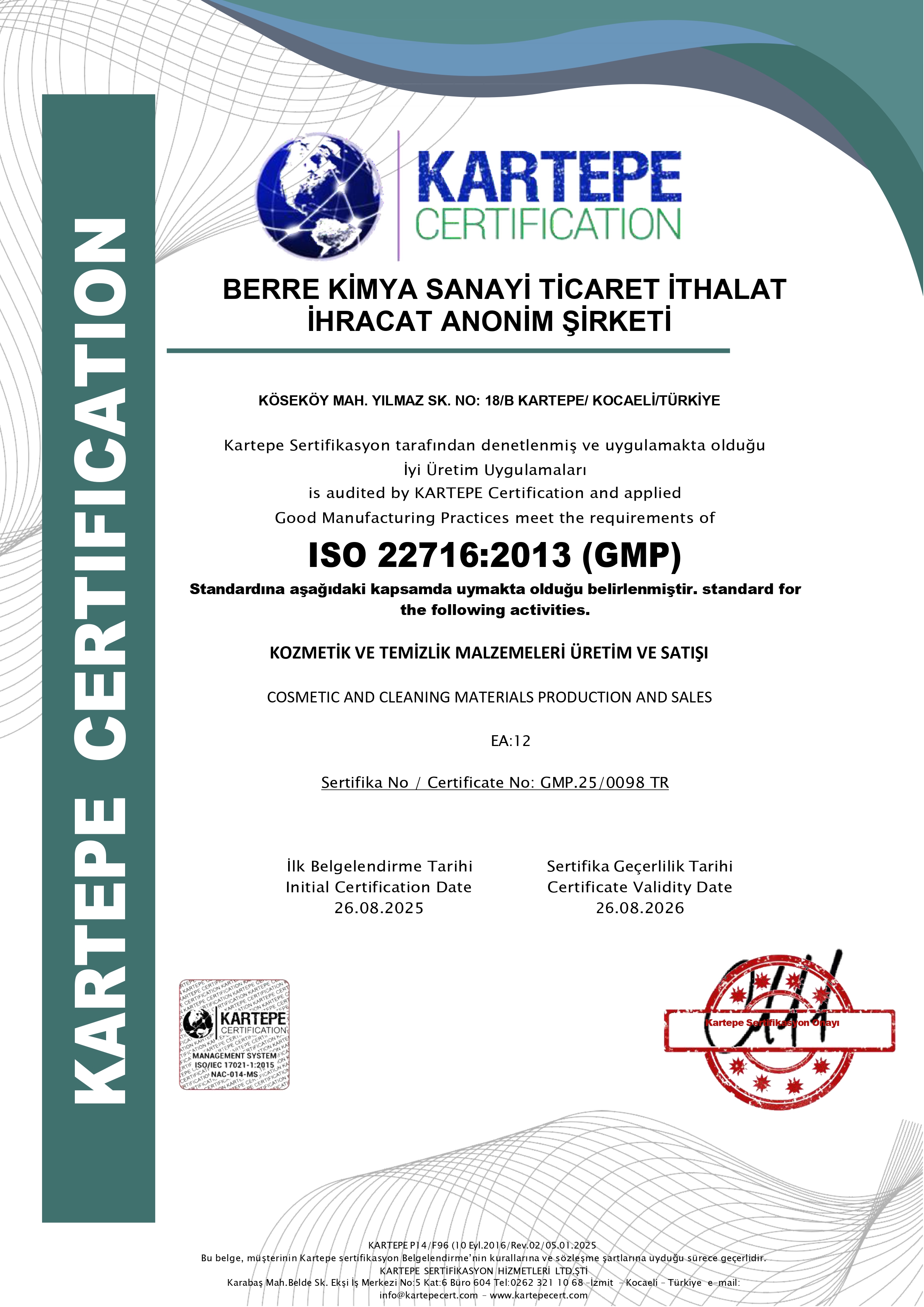 ISO 22716:2013 (GMP)